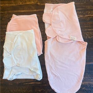 KeaBabies Pink and White Baby 3-Pack Swaddle Set